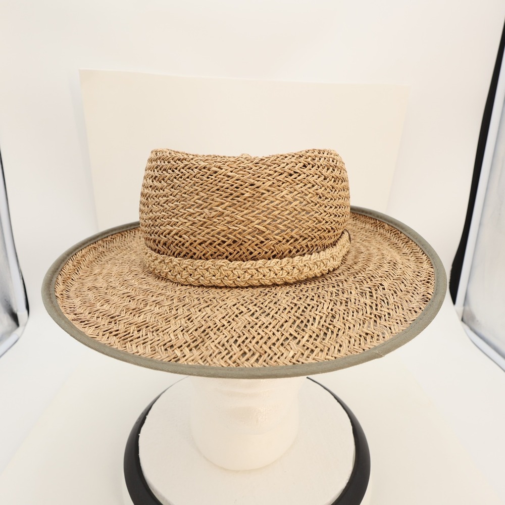 Dorfman Pacific Summer Club Tan Woven Straw Sun Hat Mens XL Safari Fedora